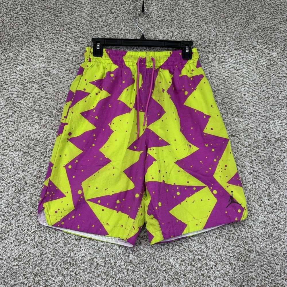 Jordan Swim Trunks Mens Small Pink Yellow Volt Swim Shorts CJ4701-623 Mesh Liner